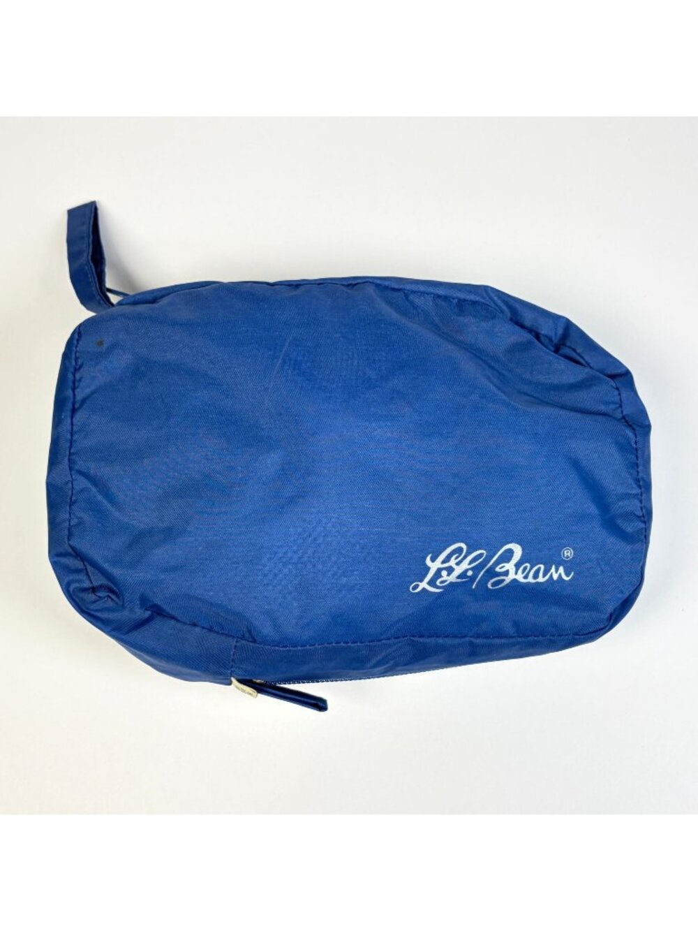 Vintage L.L. Bean Blue Nylon Travel Pouch Carrier with Zipper & Handle Strap
